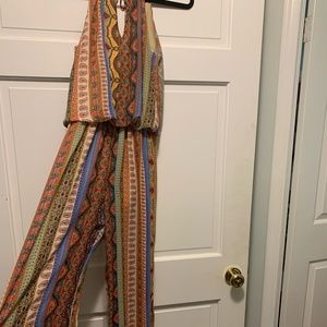 Jumpsuit Wide Leg Striped Multicolor Size Small BOHO Mimi Chica
